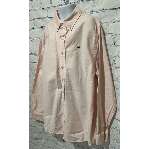 Vineyard Vines Whale Shirt Kids Boys Large 16 Pink Button Cotton Blend - Picture 3 of 6